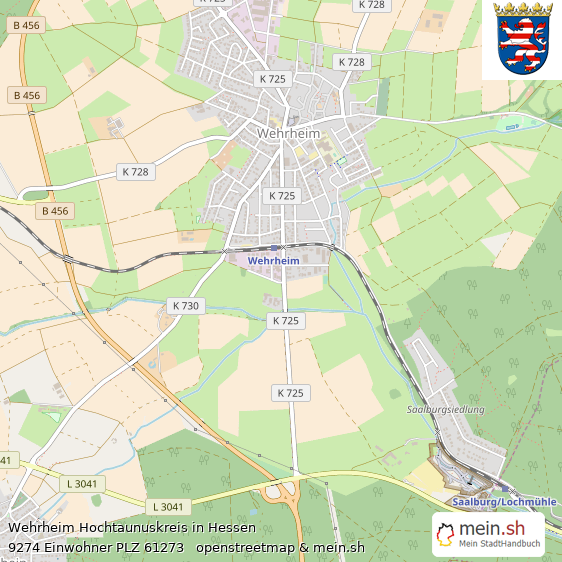 Wehrheim Hochtaunuskreis Lageplan © Openstreetmap Contributors Wehrheim Große Landstadt Lageplan
