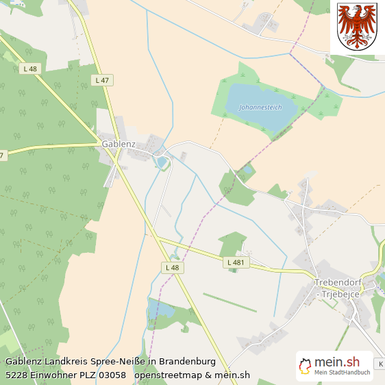 Gablenz Landkreis Spree-Neiße Lageplan © Openstreetmap Contributors Gablenz Großes Dorf Lageplan