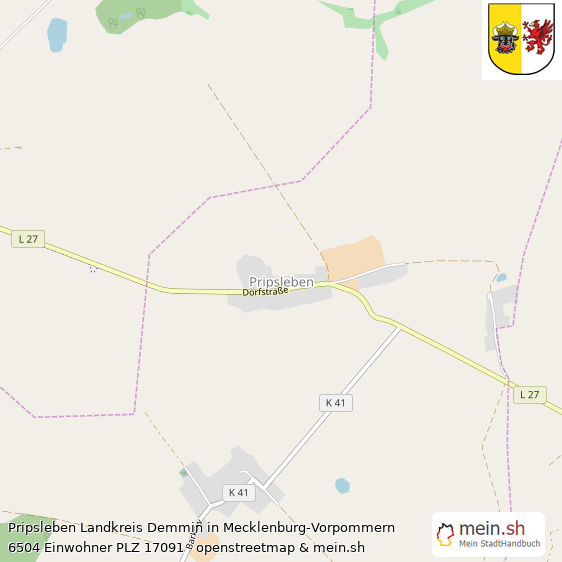 Pripsleben Landkreis Demmin Lageplan © Openstreetmap Contributors Pripsleben Kleines Dorf Lageplan