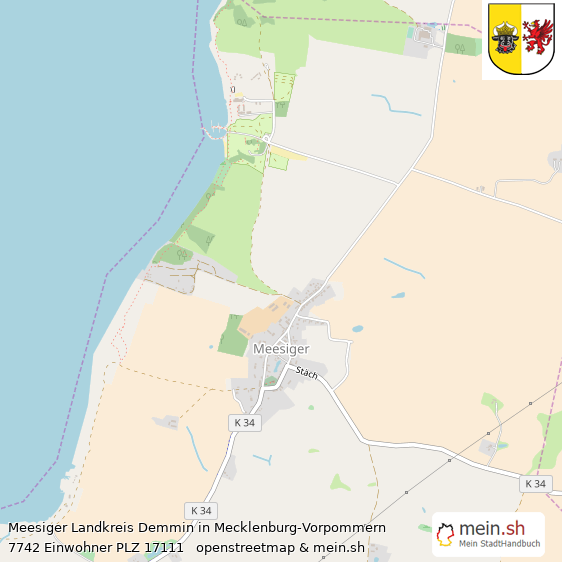 Meesiger Landkreis Demmin Lageplan © Openstreetmap Contributors Meesiger Kleines Dorf Lageplan