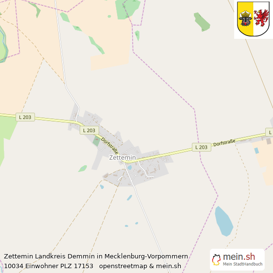 Zettemin Landkreis Demmin Lageplan © Openstreetmap Contributors Zettemin Kleines Dorf Lageplan