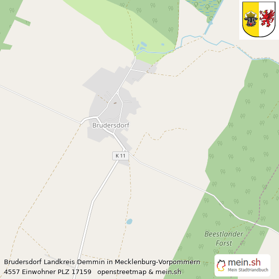 Brudersdorf Landkreis Demmin Lageplan © Openstreetmap Contributors Brudersdorf Lageplan