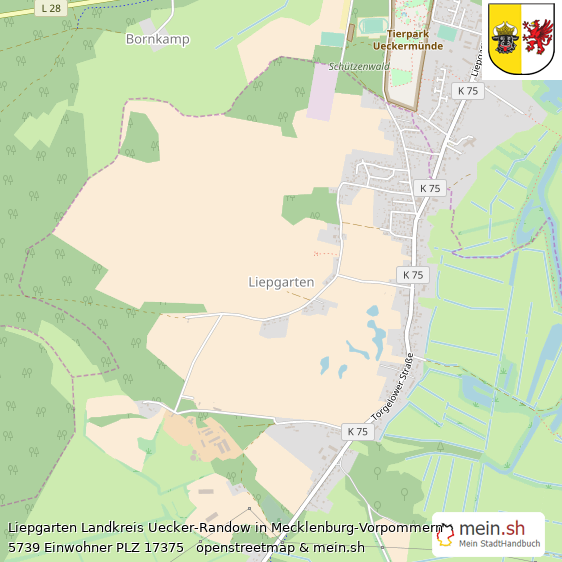 Liepgarten Landkreis Uecker-Randow Lageplan © Openstreetmap Contributors Liepgarten Dorf Lageplan