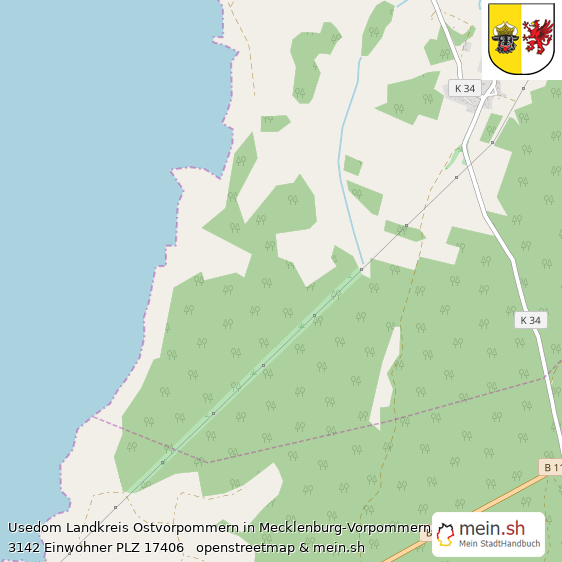 Usedom Landkreis Ostvorpommern Lageplan © Openstreetmap Contributors Usedom Großes Dorf Lageplan