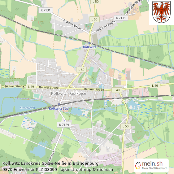 Kolkwitz Landkreis Spree-Neiße Lageplan © Openstreetmap Contributors Kolkwitz Große Landstadt Lageplan