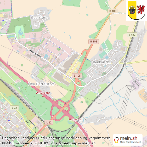 Bentwisch Landkreis Bad Doberan Lageplan © Openstreetmap Contributors Bentwisch Landstadt Lageplan