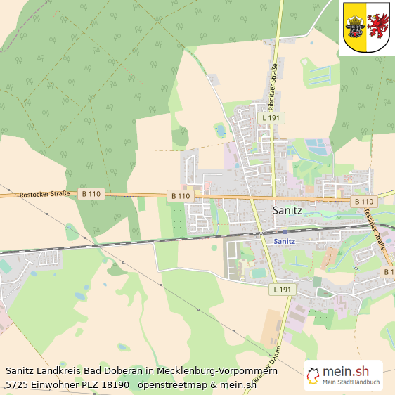Sanitz Groe Landstadt Lageplan