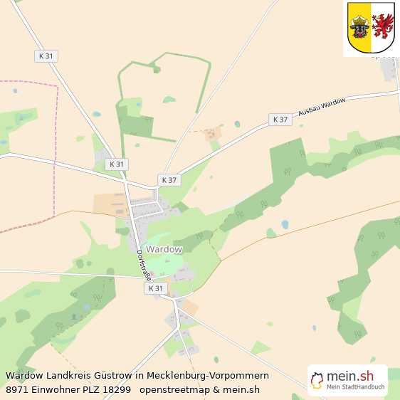 Wardow Landkreis Güstrow Lageplan © Openstreetmap Contributors Wardow Großes Dorf Lageplan