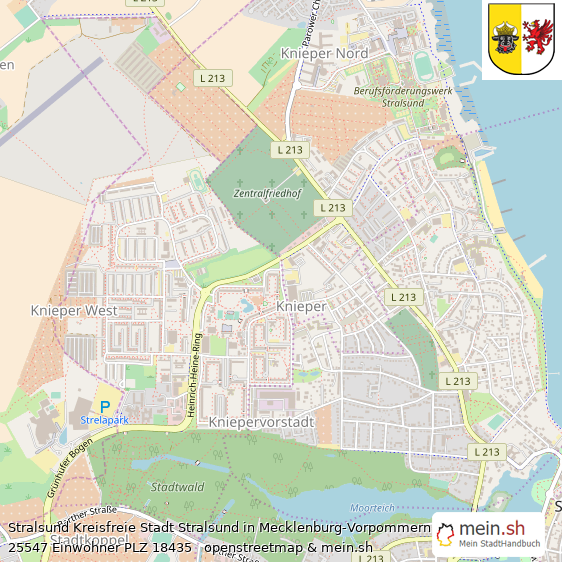 Stralsund Kreisfreie Stadt Stralsund Lageplan © Openstreetmap Contributors Stralsund Mittelstadt Lageplan