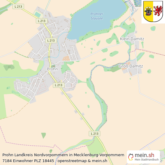 Prohn Landkreis Nordvorpommern Lageplan © Openstreetmap Contributors Prohn Großes Dorf Lageplan