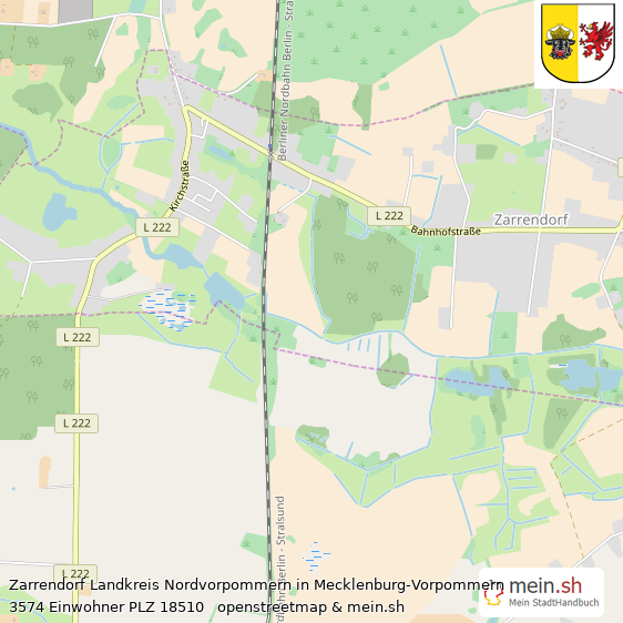 Zarrendorf Landkreis Nordvorpommern Lageplan © Openstreetmap Contributors Zarrendorf Großes Dorf Lageplan