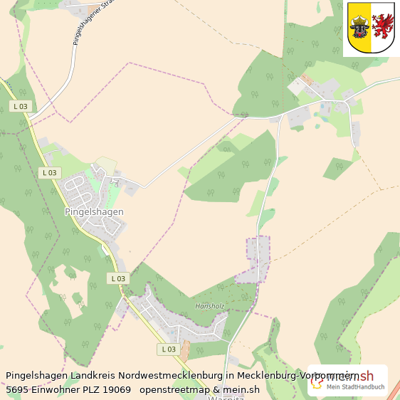 Pingelshagen Landkreis Nordwestmecklenburg Lageplan © Openstreetmap Contributors Pingelshagen Dorf Lageplan
