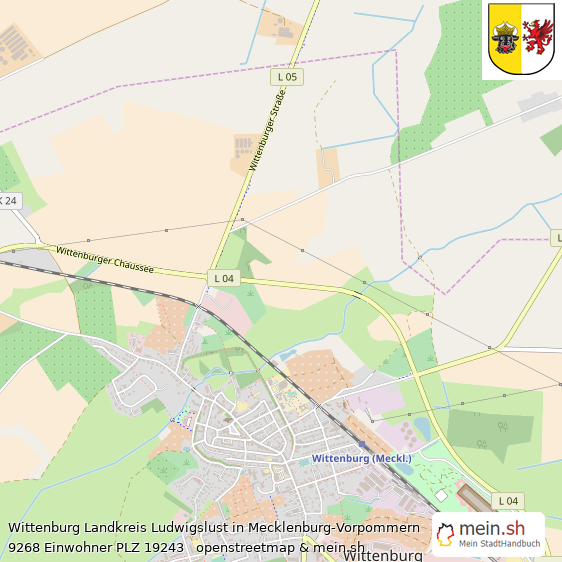 Wittenburg Landkreis Ludwigslust Lageplan © Openstreetmap Contributors Wittenburg Landstadt Lageplan