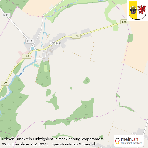 Lehsen Landkreis Ludwigslust Lageplan © Openstreetmap Contributors Lehsen Kleines Dorf Lageplan