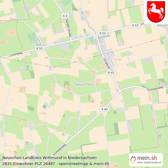 Neuschoo Landkreis Wittmund Lageplan © Openstreetmap Contributors Neuschoo Großes Dorf Lageplan
