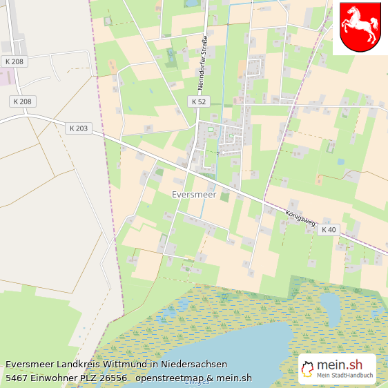 Eversmeer Landkreis Wittmund Lageplan © Openstreetmap Contributors Eversmeer Dorf Lageplan