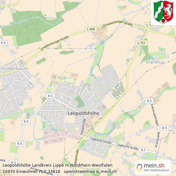 Leopoldshöhe Landkreis Lippe Lageplan © Openstreetmap Contributors Leopoldshöhe Kleinstadt Lageplan