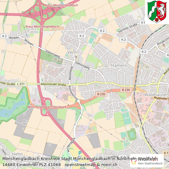 M?nchengladbach Gro?stadt Lageplan