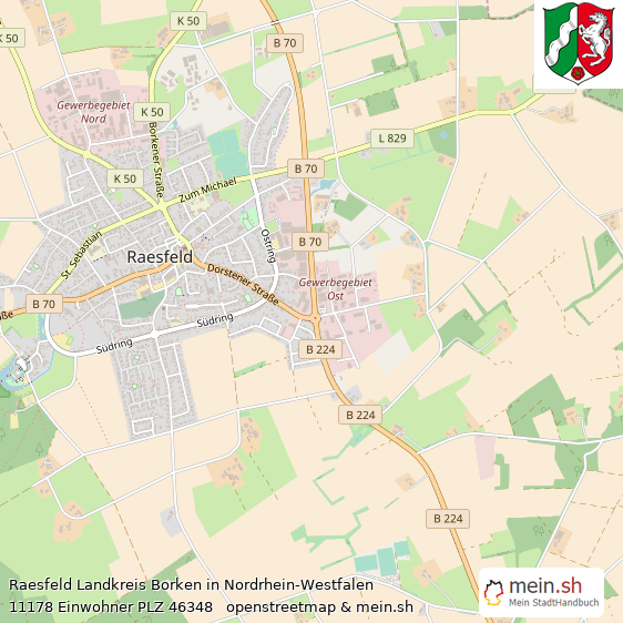 Raesfeld Landkreis Borken Lageplan © Openstreetmap Contributors Raesfeld Kleinstadt Lageplan