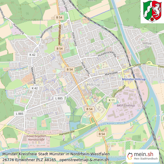 Münster Kreisfreie Stadt Münster Lageplan © Openstreetmap Contributors Münster Kleinstadt Lageplan