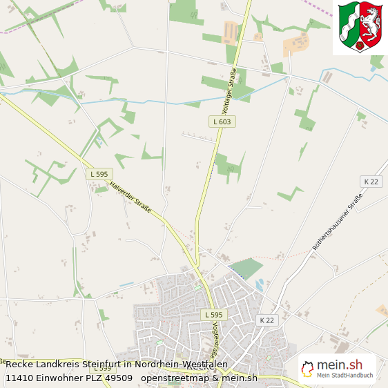 Recke Landkreis Steinfurt Lageplan © Openstreetmap Contributors Recke Kleinstadt Lageplan