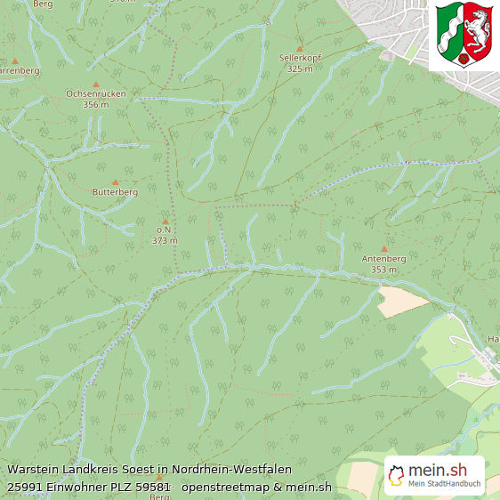 Warstein Landkreis Soest Lageplan © Openstreetmap Contributors Warstein Kleine Mittelstadt Lageplan