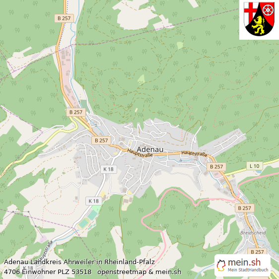 Adenau Landkreis Ahrweiler Lageplan © Openstreetmap Contributors Adenau Landstadt Lageplan