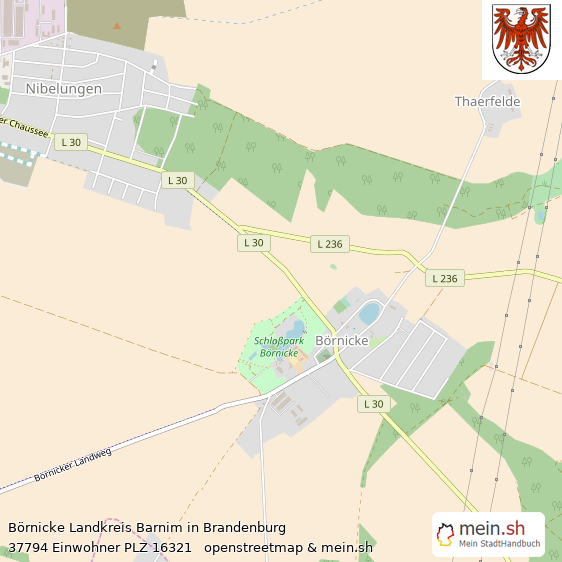 Börnicke Landkreis Barnim Lageplan © Openstreetmap Contributors Börnicke Lageplan