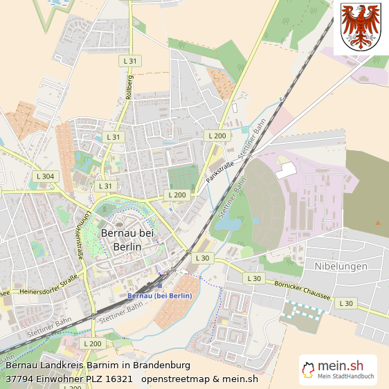 Bernau Landkreis Barnim Lageplan © Openstreetmap Contributors Bernau Lageplan