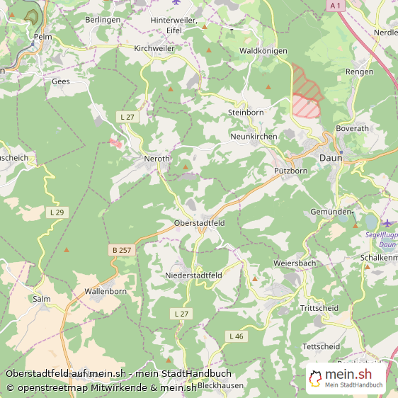Oberstadtfeld Landkreis Daun Landkarte © Openstreetmap Contributors Oberstadtfeld Dorf Karte