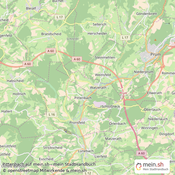 Pittenbach Landkreis Bitburg-Prüm Landkarte © Openstreetmap Contributors Pittenbach Kleines Dorf Karte