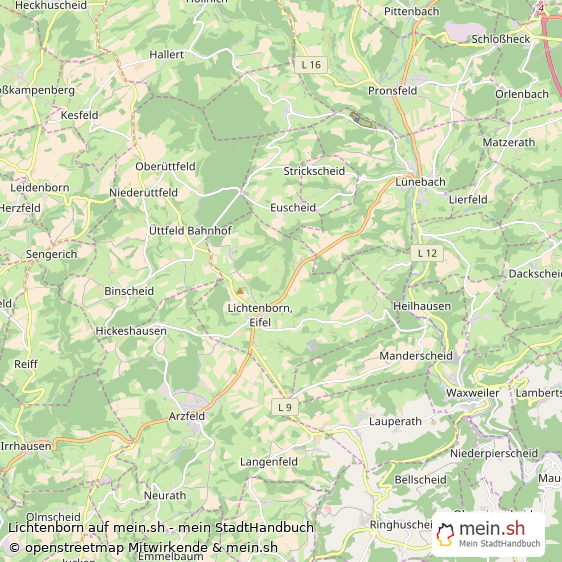 Lichtenborn Landkreis Bitburg-Prüm Landkarte © Openstreetmap Contributors Lichtenborn Kleines Dorf Karte