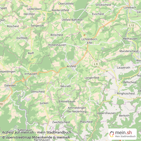 Arzfeld Landkreis Bitburg-Prüm Landkarte © Openstreetmap Contributors Arzfeld Großes Dorf Karte