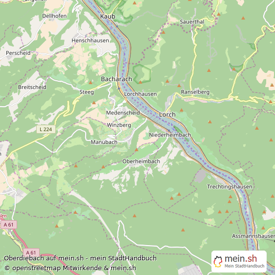 Oberdiebach Dorf Karte