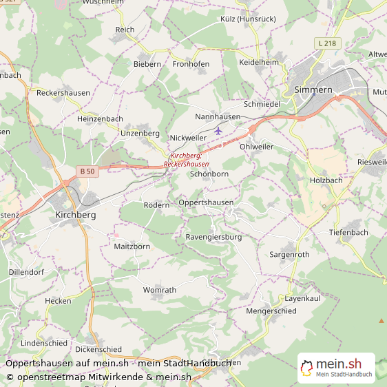 Oppertshausen Rhein-Hunsrück-Kreis Landkarte © Openstreetmap Contributors Oppertshausen Kleines Dorf Karte