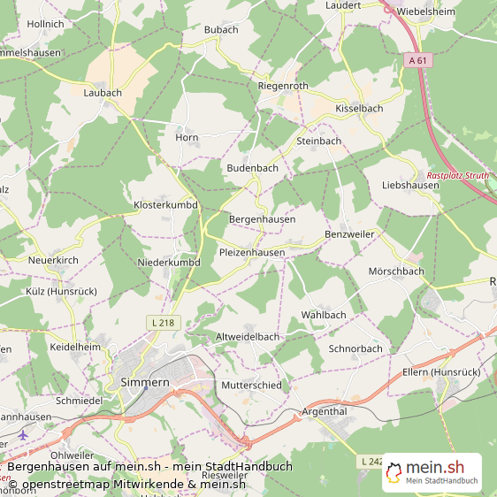 Bergenhausen Rhein-Hunsrück-Kreis Landkarte © Openstreetmap Contributors Bergenhausen Kleines Dorf Karte