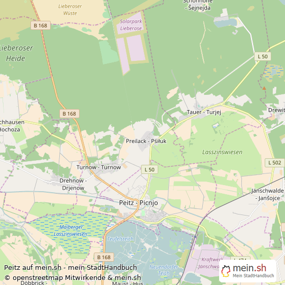 Peitz Landkreis Spree-Neiße Landkarte © Openstreetmap Contributors Peitz Landstadt Karte