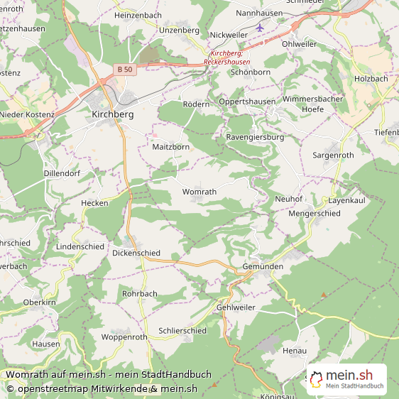 Womrath Rhein-Hunsrück-Kreis Landkarte © Openstreetmap Contributors Womrath Kleines Dorf Karte