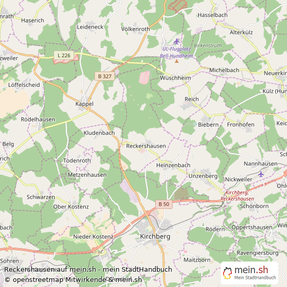 Reckershausen Rhein-Hunsrück-Kreis Landkarte © Openstreetmap Contributors Reckershausen Kleines Dorf Karte