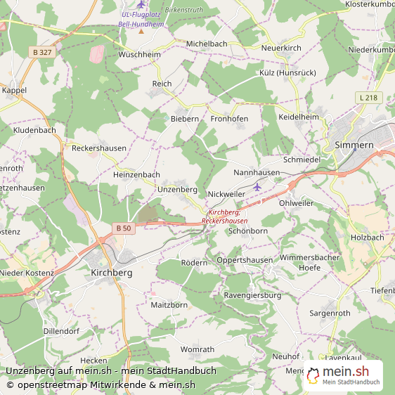 Unzenberg Rhein-Hunsrück-Kreis Landkarte © Openstreetmap Contributors Unzenberg Kleines Dorf Karte