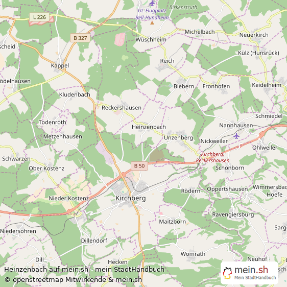 Heinzenbach Rhein-Hunsrück-Kreis Landkarte © Openstreetmap Contributors Heinzenbach Kleines Dorf Karte