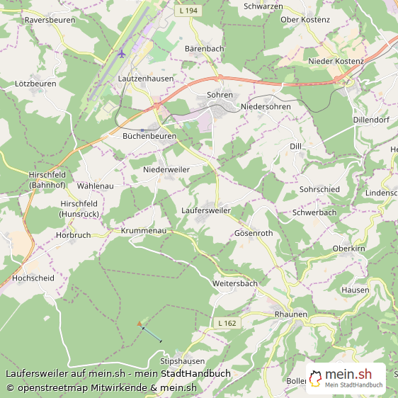 Laufersweiler Rhein-Hunsrück-Kreis Landkarte © Openstreetmap Contributors Laufersweiler Dorf Karte