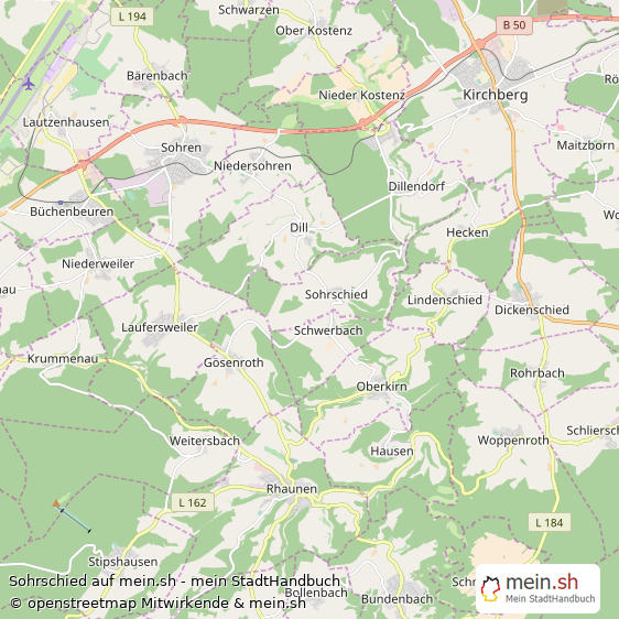 Sohrschied Rhein-Hunsrück-Kreis Landkarte © Openstreetmap Contributors Sohrschied Kleines Dorf Karte