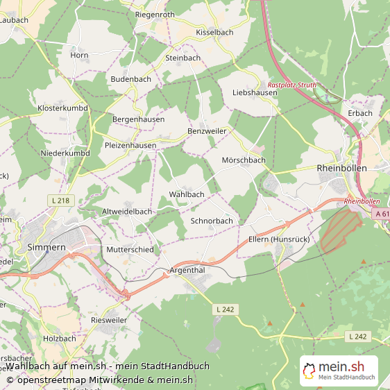 Wahlbach Rhein-Hunsrück-Kreis Landkarte © Openstreetmap Contributors Wahlbach Kleines Dorf Karte