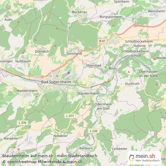 Staudernheim Landkreis Bad Kreuznach Landkarte © Openstreetmap Contributors Staudernheim Großes Dorf Karte