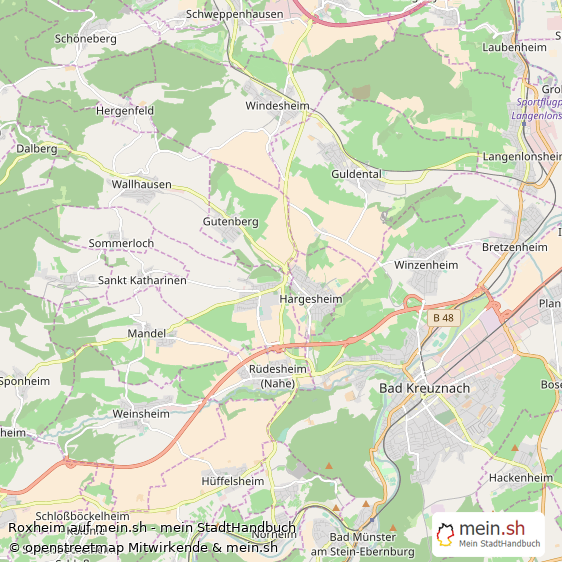 Roxheim Landkreis Bad Kreuznach Landkarte © Openstreetmap Contributors Roxheim Landstadt Karte