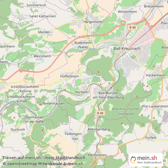 Traisen Landkreis Bad Kreuznach Landkarte © Openstreetmap Contributors Traisen Dorf Karte