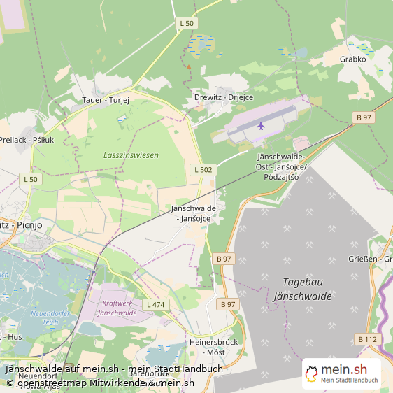 Jänschwalde Landkreis Spree-Neiße Landkarte © Openstreetmap Contributors Jänschwalde Großes Dorf Karte