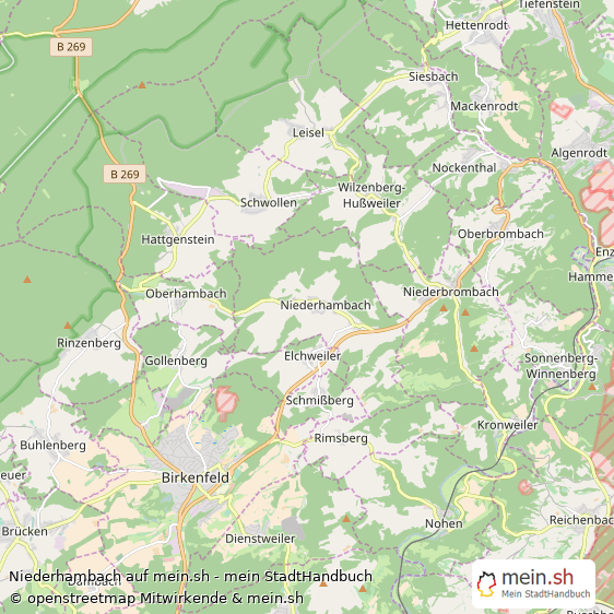 Niederhambach Landkreis Birkenfeld Landkarte © Openstreetmap Contributors Niederhambach Kleines Dorf Karte