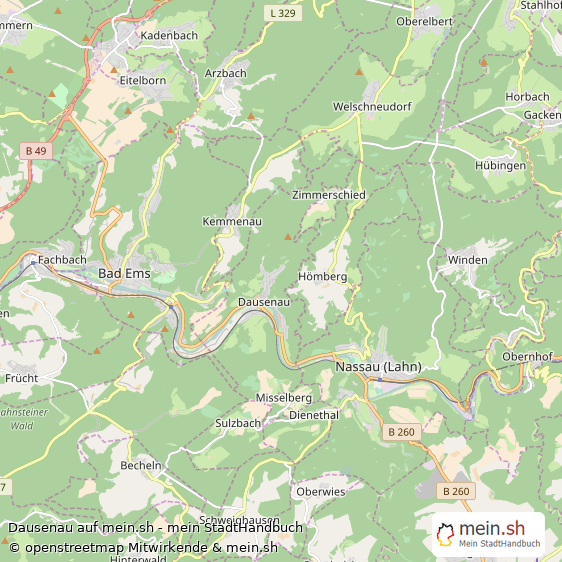 Dausenau Rhein-Lahn-Kreis Landkarte © Openstreetmap Contributors Dausenau Großes Dorf Karte